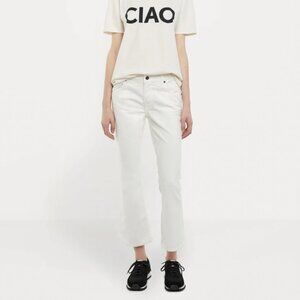 La Garconne 6397 Mini Kick Flare Jeans in White Size 25